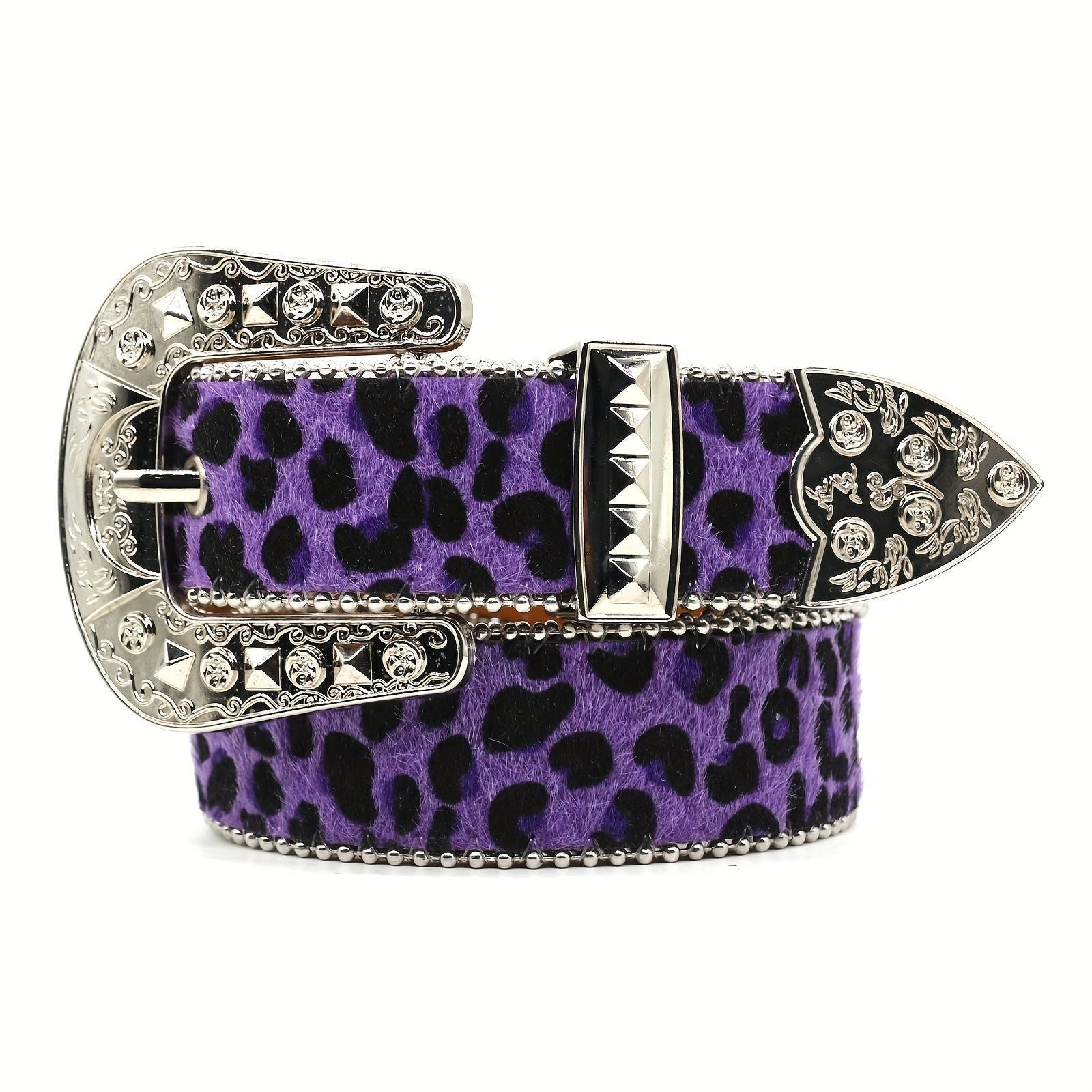 Hip-hop punk rhinestone belt leopard print