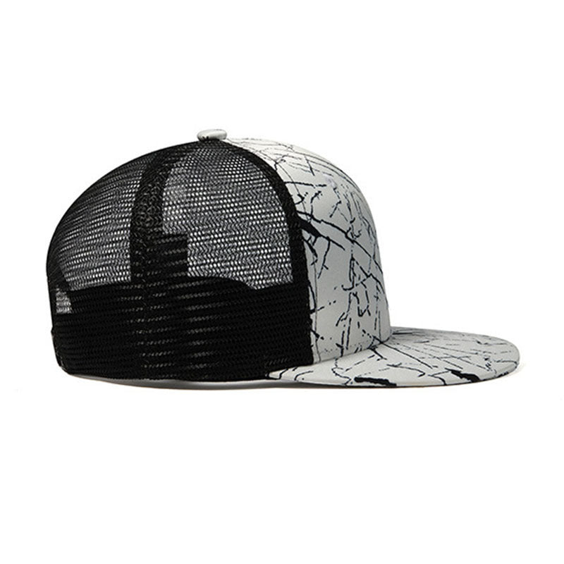 Trendy flat brimmed snapback hatssummer mesh sunshade breathable