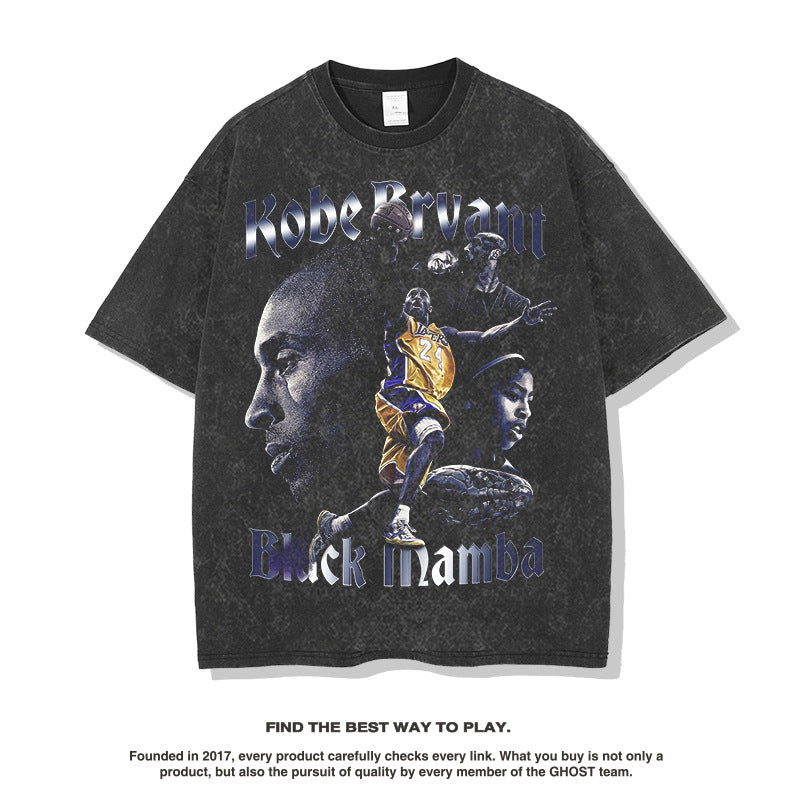 Nba T Shirt Kobe Commemorative Print Short Sleeve T-shirt Top Loose High-quality pure cotton comfortable and trendy clothing