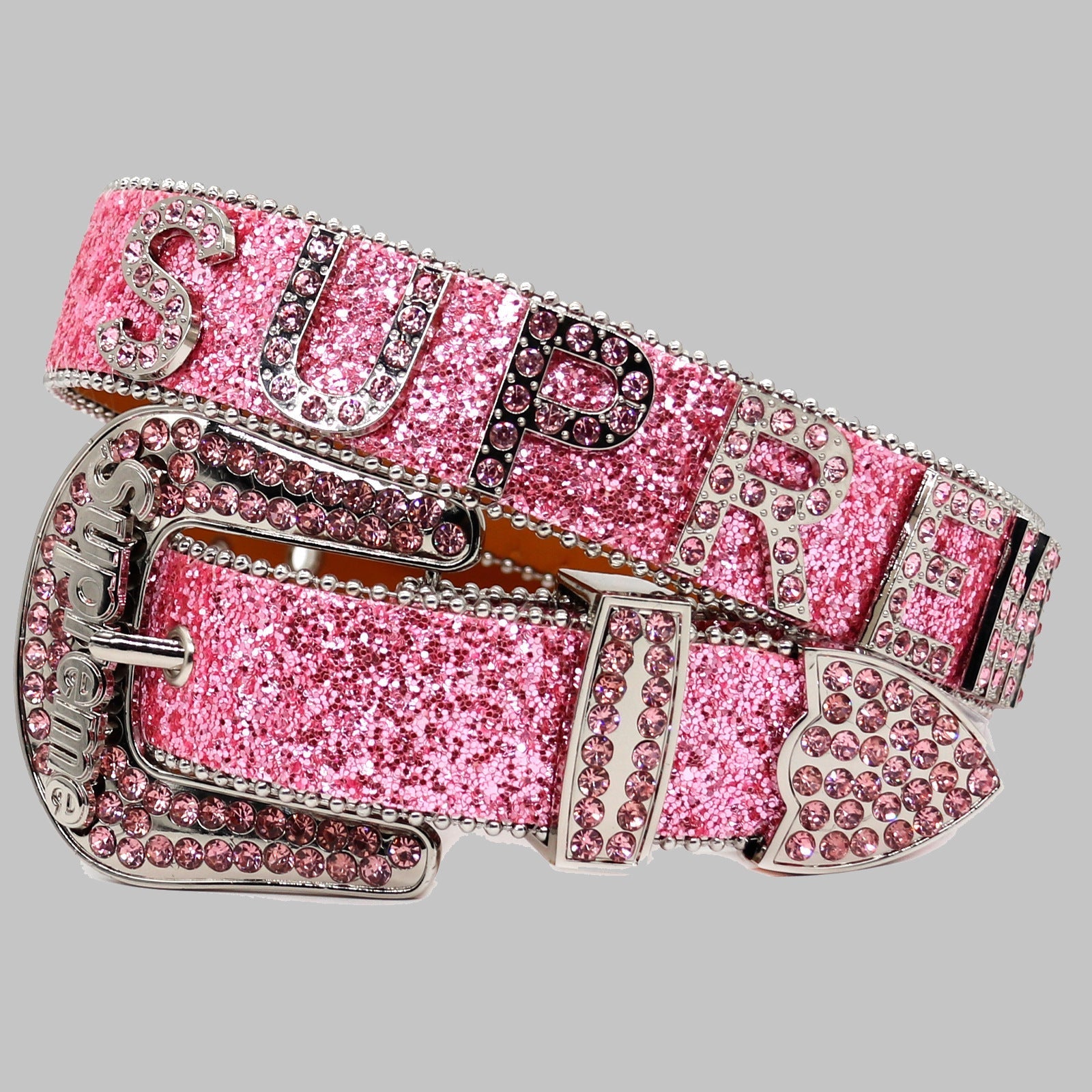 Hip-hop punk rhinestone belt glitterlettersupreme belt