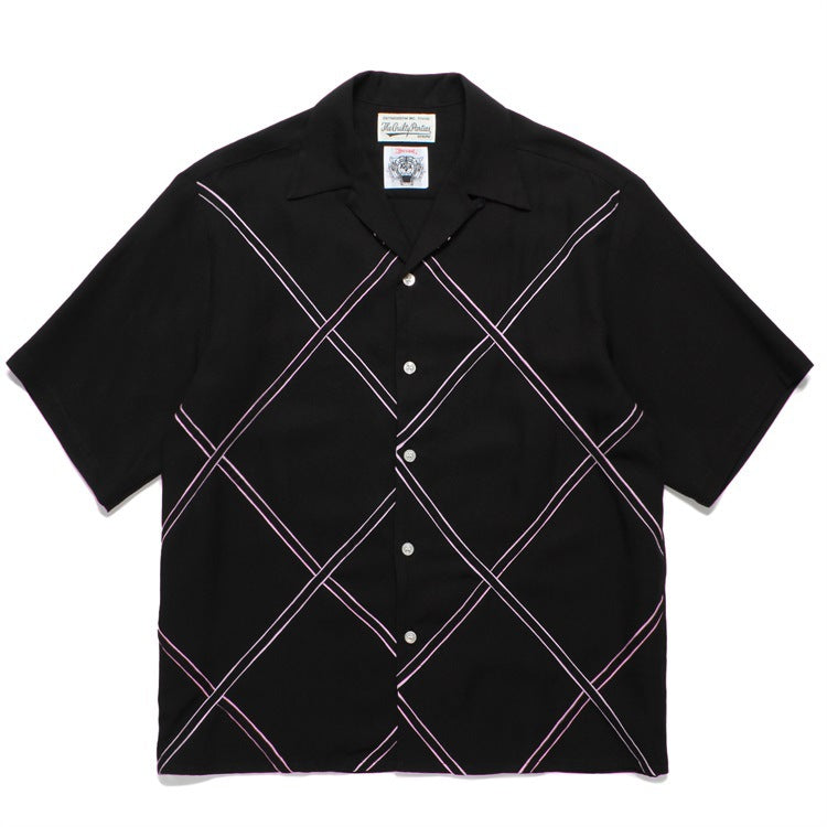 GUILTYPARTIES TIGER Shirts 24ss Shenxing checkered rayon, Hawaiian casual short-sleeved shirt men