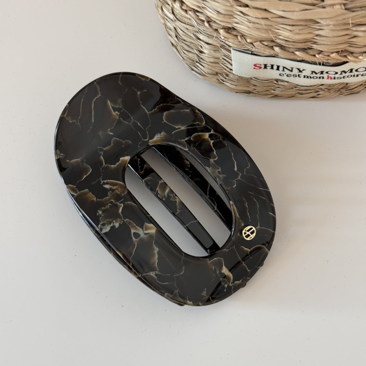 Acetic acid premium color flat oval hollow hairpin grab clip disc hair duck bill clip back head hairpin