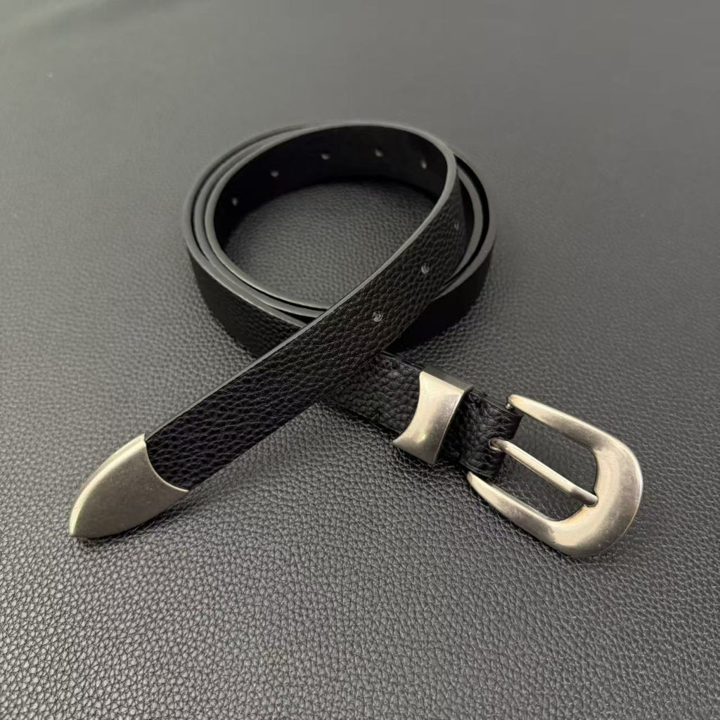 American vintage-style leather belt casual commuter versatile accessory belt classic women's belt decorative jeans