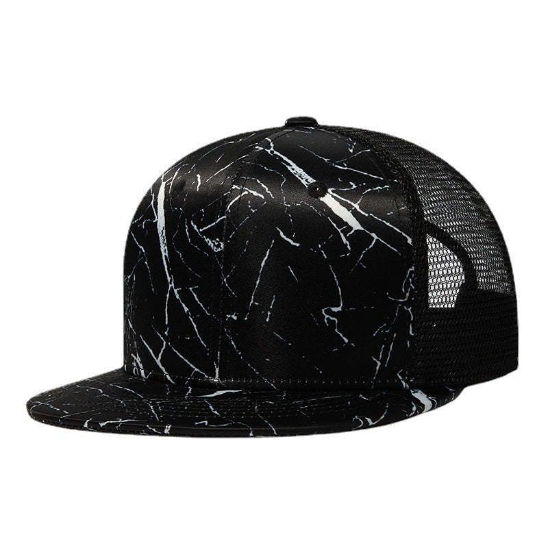 Trendy flat brimmed snapback hatssummer mesh sunshade breathable
