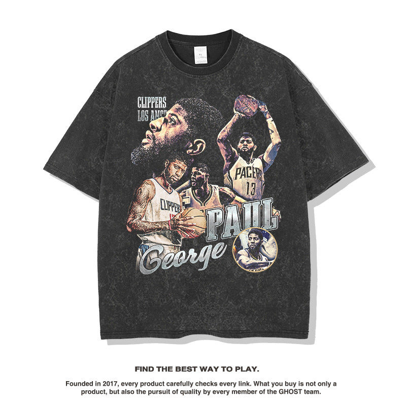 Nba T Shirt Printed Pattern Short Sleeve T-shirt Street Basketball High-quality pure cotton comfortable and trendy clothing