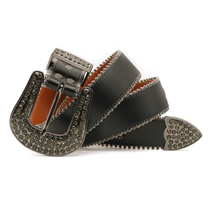 Hip-hop punk rhinestone belt dark style