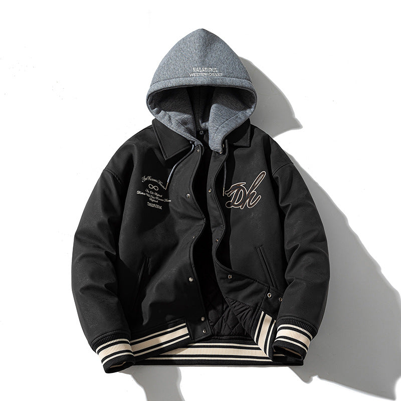 Mens Vintage Jackets Autumn and Winter PU Leather Baseball Uniform