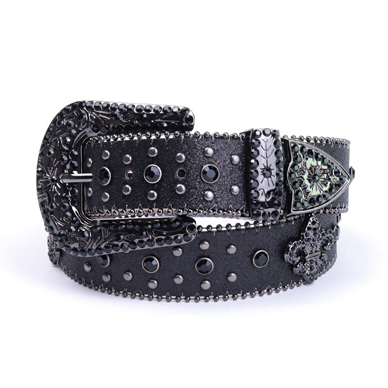 Hip-hop punk rhinestone belt crown decoration