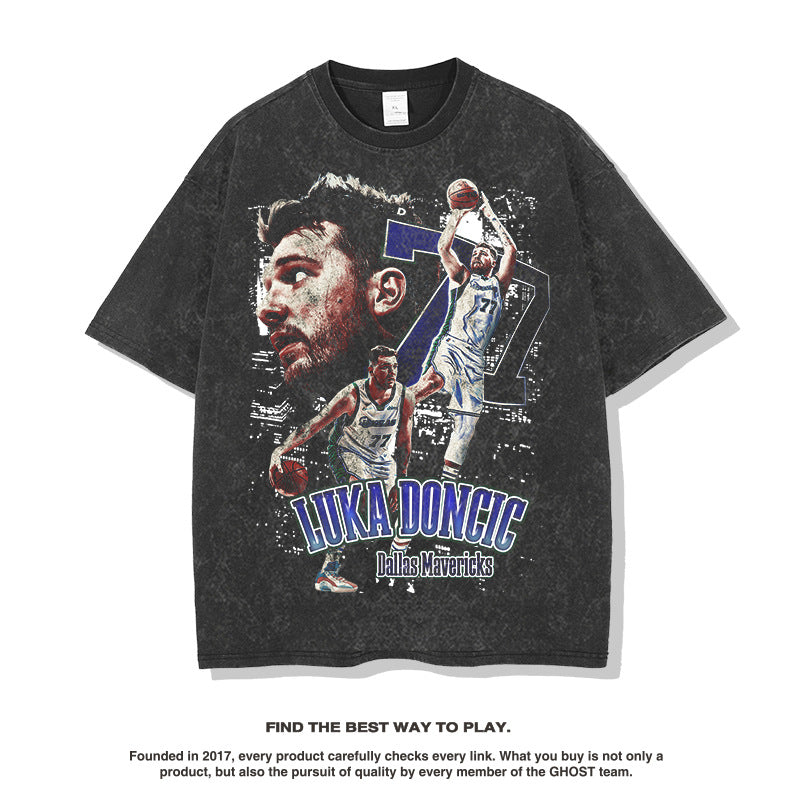 Nba T Shirt Short Sleeve T-shirt European and American High Street Fashion Brand High-quality pure cotton comfortable and trendy clothing