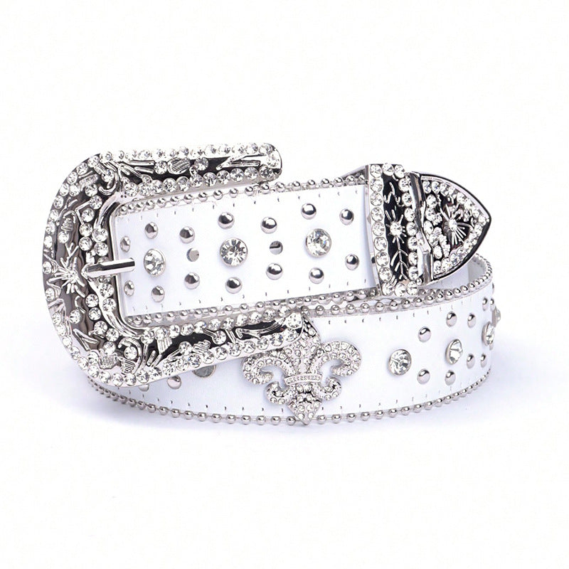 Hip-hop punk rhinestone belt crown decoration