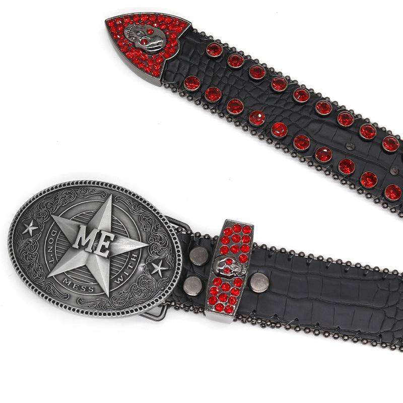 Hip-hop punk rhinestone belt dark style