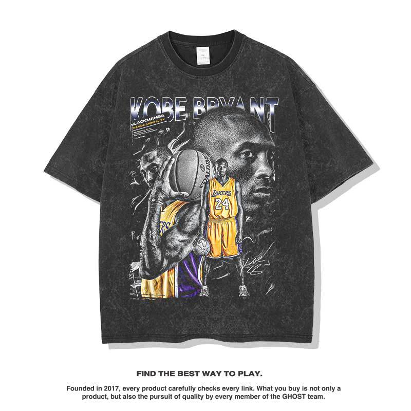 Nba T Shirt Summer Kobe Basketball Printed Short Sleeve T-shirt Men's and Women's Tops Loose High-quality pure cotton comfortable and trendy clothing