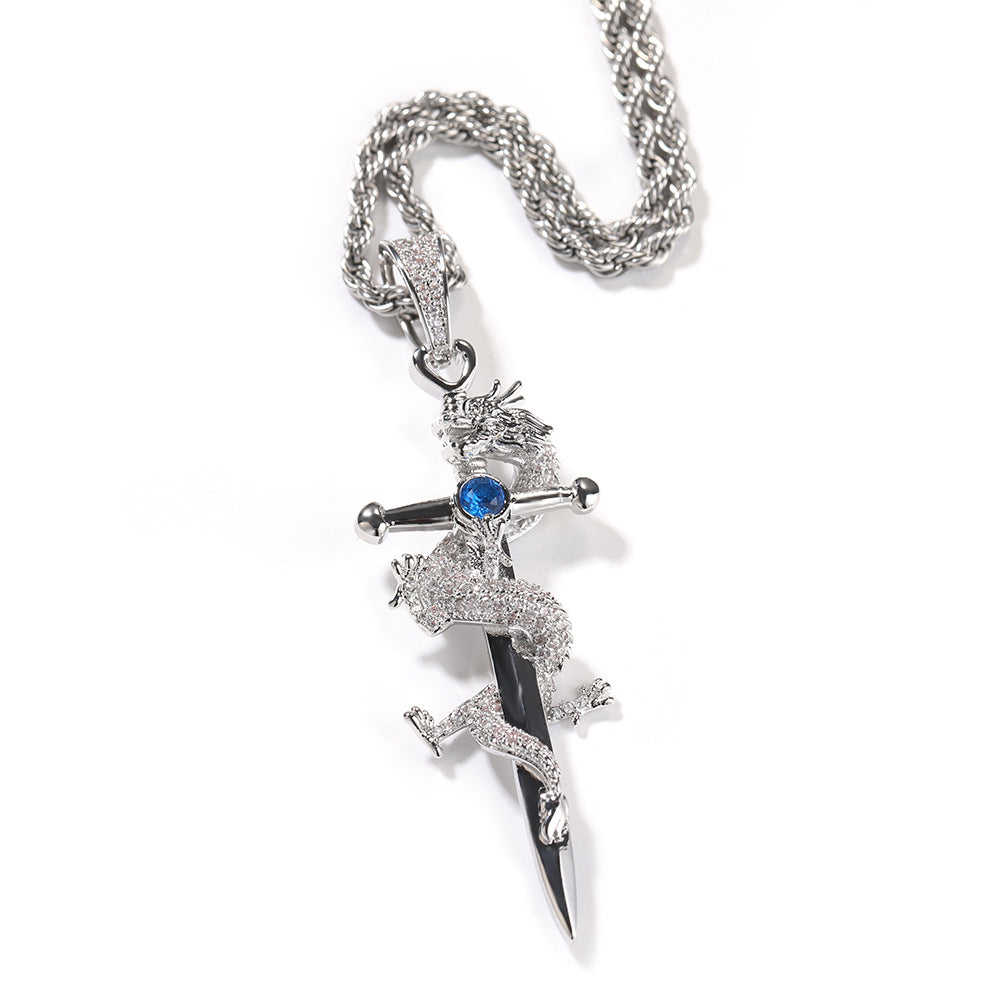 Jewelry Hip Hop Chinese Dragon Cross Miniature Zircon Pendant Royalty Crosses Jesus Pieces
