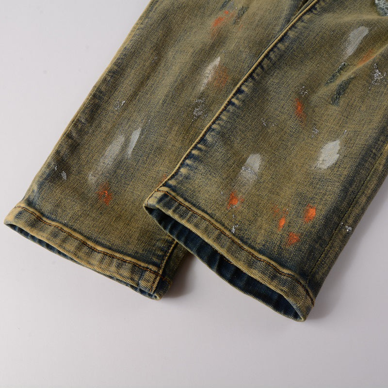 AM Jeans Graffiti Hole & Patch Stretch Slim Fit #6557