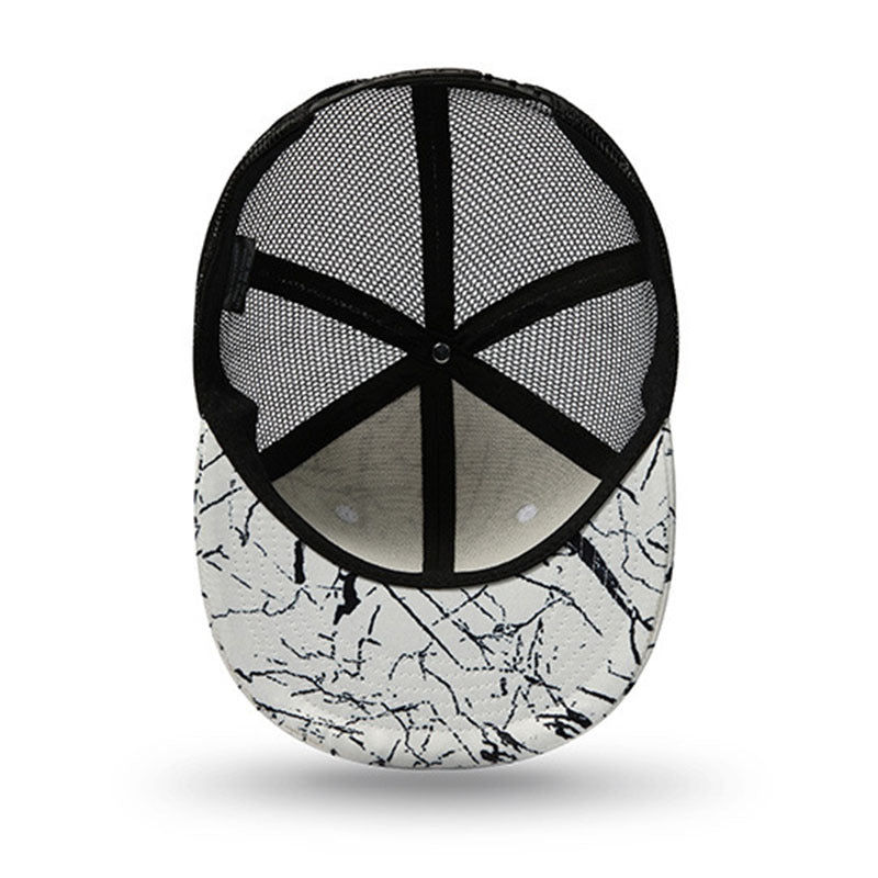 Trendy flat brimmed snapback hatssummer mesh sunshade breathable