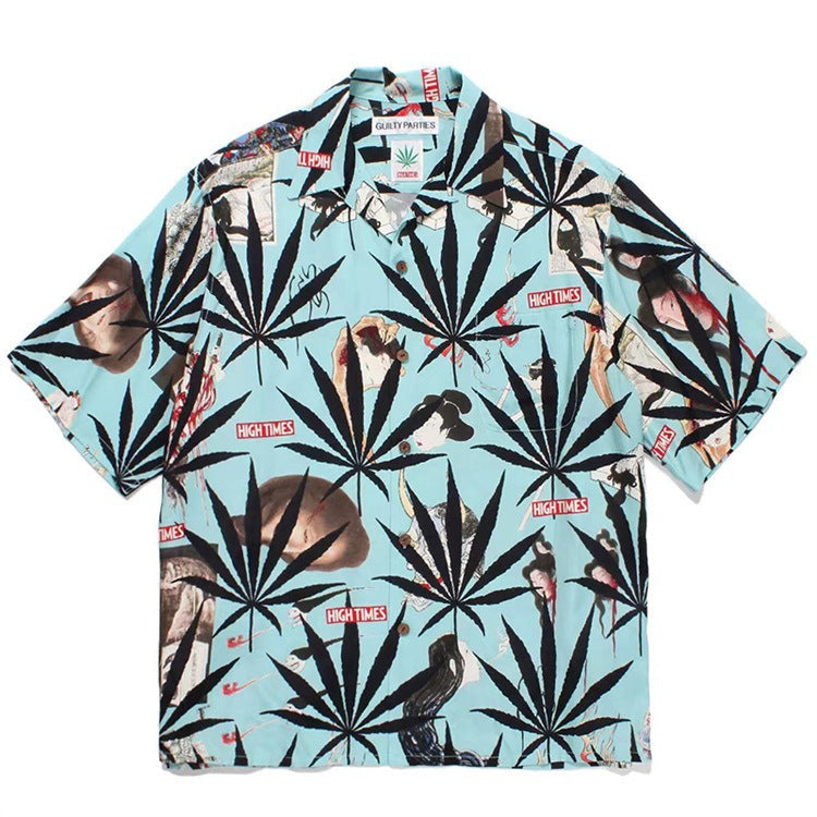 GUILTYPARTIES TIGER Shirts High Times Original Poster Lick Mama Hawaiian Short Sleeve Shirt