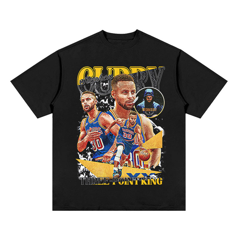 Nba T Shirt Curry Printed Short-Sleeved T-shirt European and American Fashion Brand Top High-quality pure cotton comfortable and trendy clothing