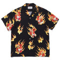 GUILTYPARTIES TIGER Shirts TIM LEHI / Flame Tiger Head Tiger Hawaiian short-sleeve shirt for men