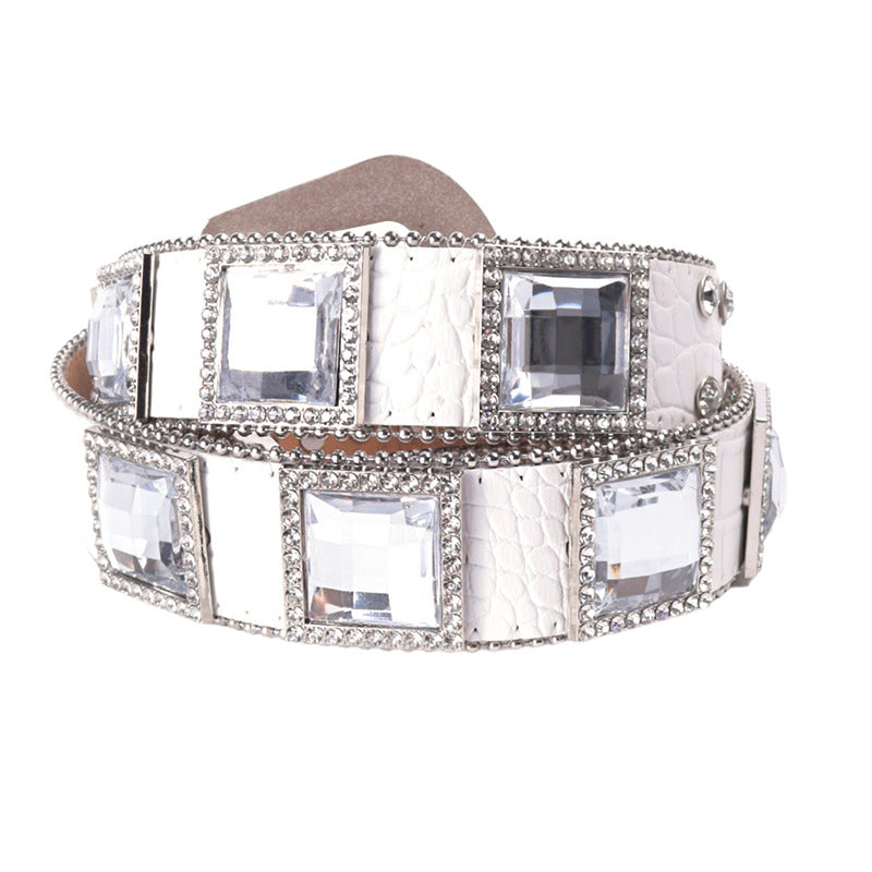 Hip-hop punk rhinestone belt western punk style