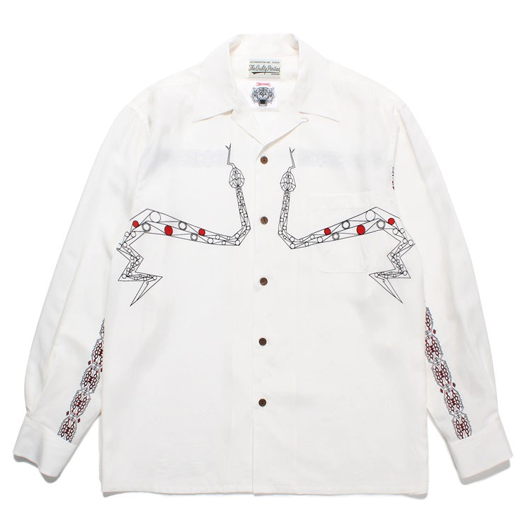 GUILTYPARTIES TIGER Long sleeved shirt COLLAR serpentine abstract rayon long-sleeved shirt men
