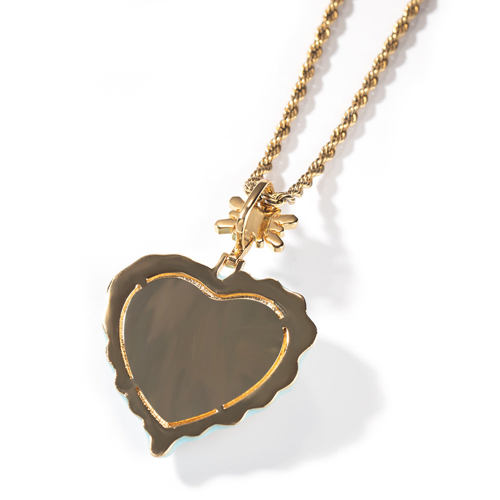 Jewelry Drip Oil Love Sweater Necklace Drip Oil Luminous Ice and Fire Spectrum St. Valentine's