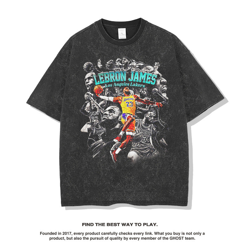 Nba T Shirt James Printed Short Sleeve T-shirt High-quality pure cotton comfortable and trendy clothing