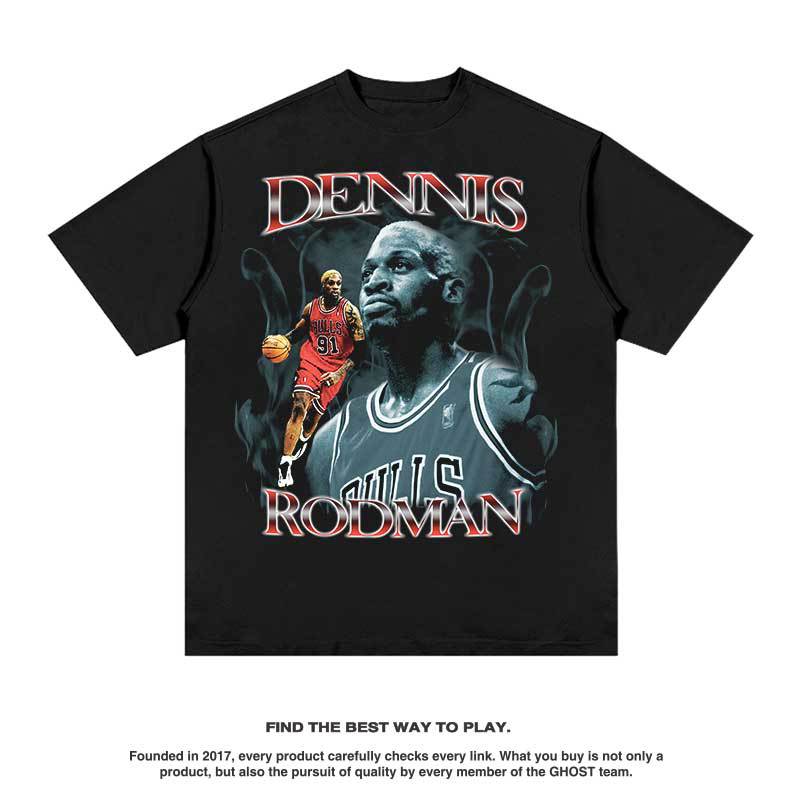 Nba T Shirt Washed Old Fashion Brand Men's and Women's Loose Cotton Casual round Neck High-quality pure cotton comfortable and trendy clothing