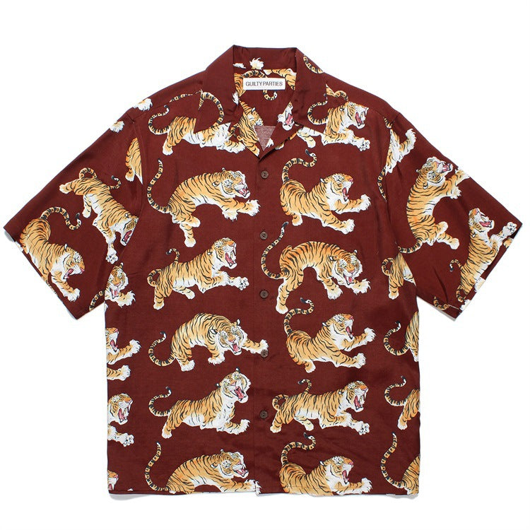 GUILTYPARTIES TIGER Shirts 24ss Tiger TIM LEHI, Hawaiian Short Sleeve Shirt