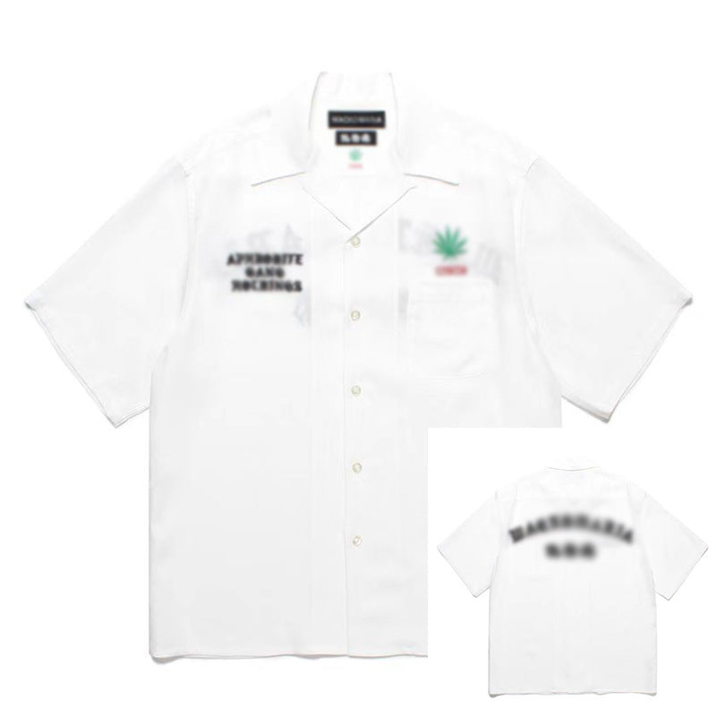 GUILTYPARTIES TIGER Shirts High Times25ss Joint Solid Color Embroidered Hawaiian Short Sleeve Shirt