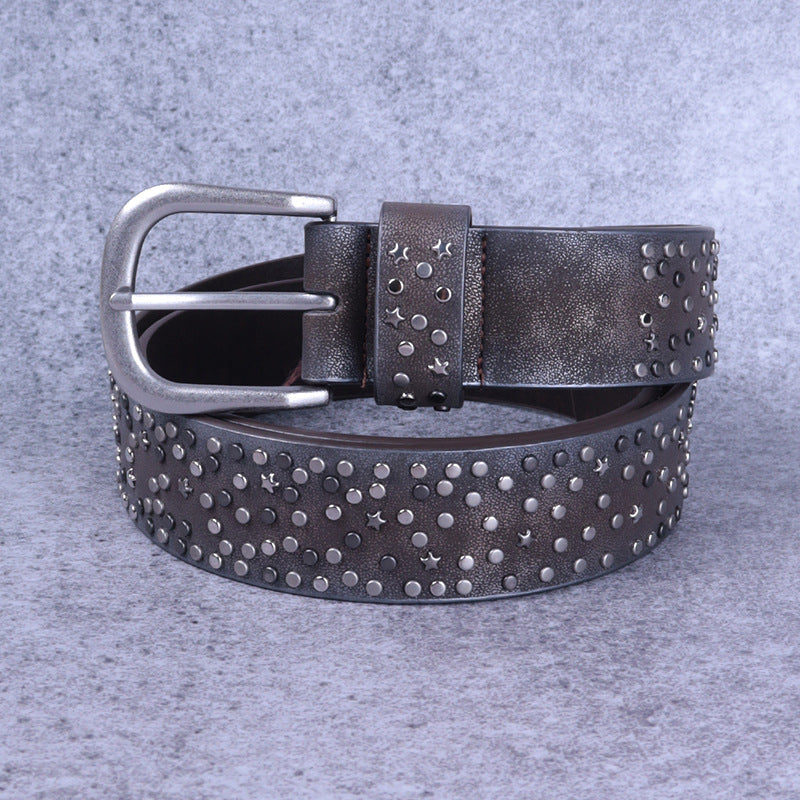 Hip-hop punk rhinestone belt gradient color retro full nail belt