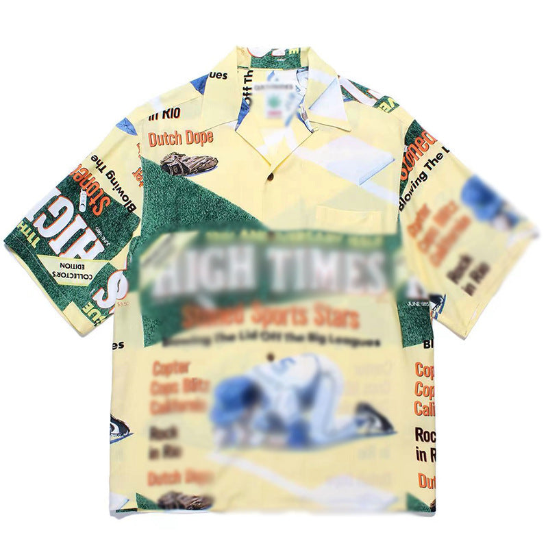 GUILTYPARTIES TIGER Shirts High Times Original Poster Lick Mama Hawaiian Short Sleeve Shirt