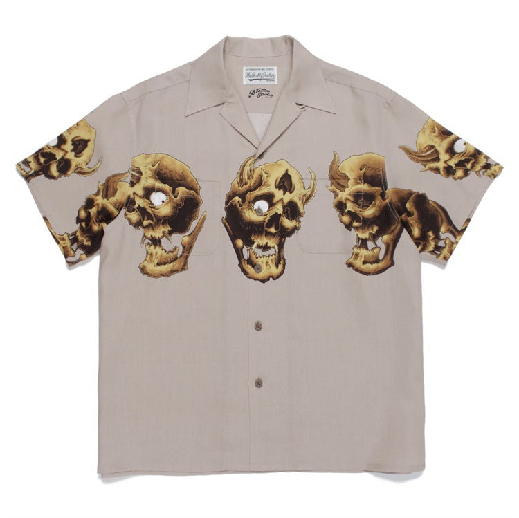 GUILTYPARTIES TIGER Shirts 21AW 56 TATTOO Tattoo, Skull Hawaiian Short Sleeve Shirt Men