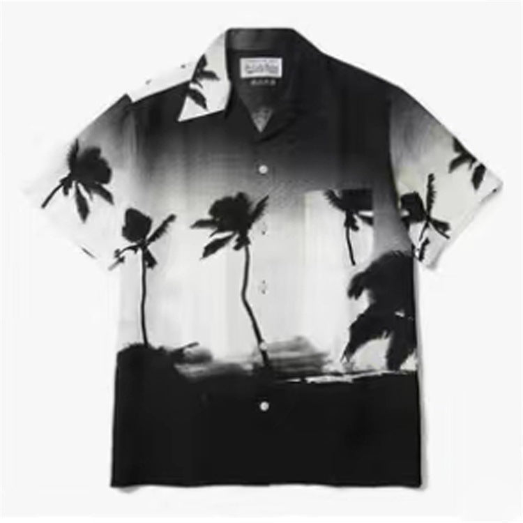 GUILTYPARTIES TIGER Shirts Moriyama Avenue, Coconut Tree, Lips Joint Hawaiian Short Sleeve Shirt Men