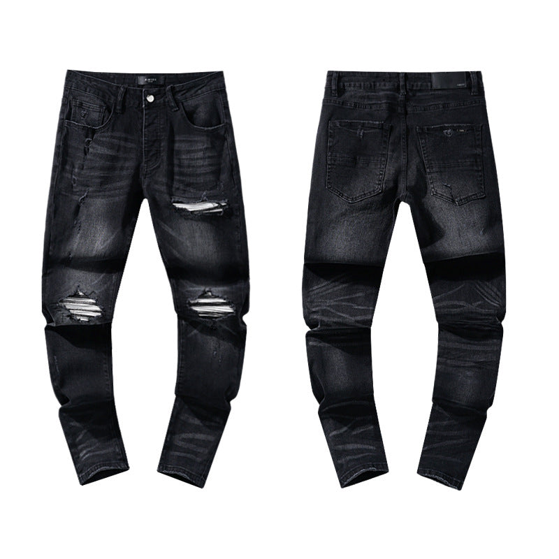 AM Jeans Fashion Black Ripped Loose