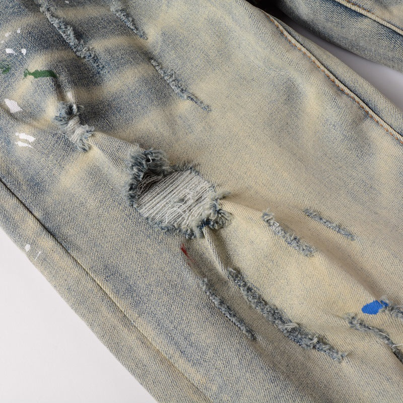 AM Jeans Graffiti Hole & Patch Stretch Slim Fit #883