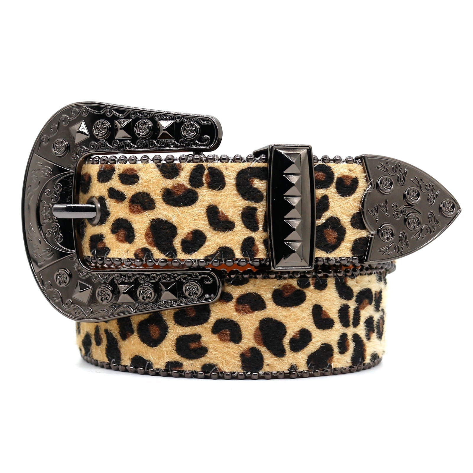 Hip-hop punk rhinestone belt leopard print
