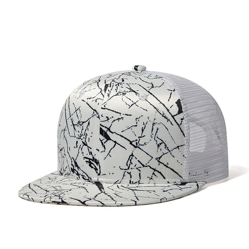 Trendy flat brimmed snapback hatssummer mesh sunshade breathable