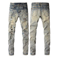 AM Jeans Graffiti Hole & Patch Stretch Slim Fit #883