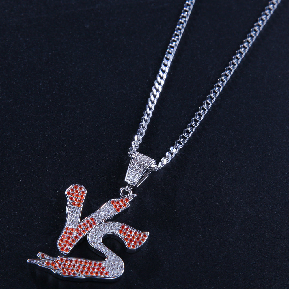 Jewelry VS Alphabet Trend Pendant Copper Inlaid Zircon Full Diamond Necklace Spectrum Alphabet Pieces