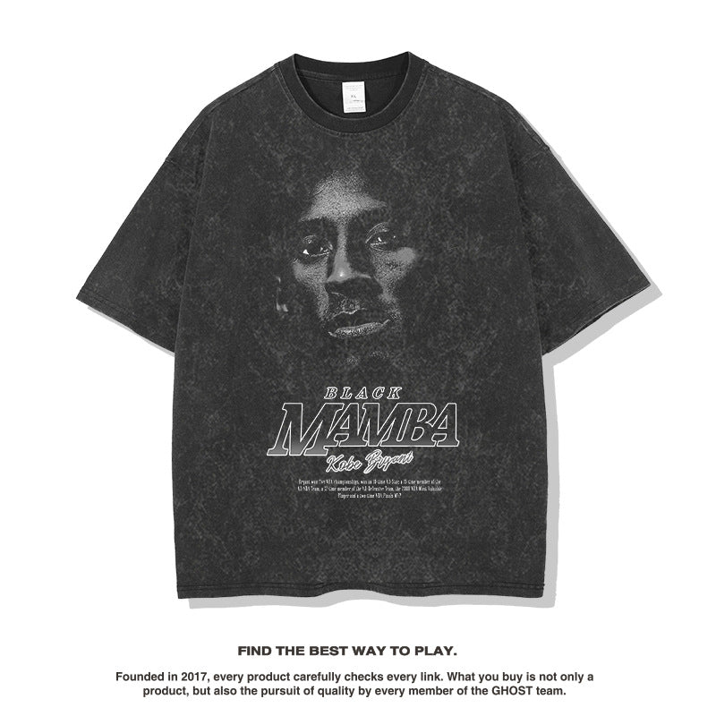 Nba T Shirt Summer Commemorative Kobe Street Style Short Sleeve T-shirt Washed Men and Women High-quality pure cotton comfortable and trendy clothing
