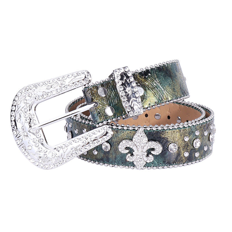 Hip-hop punk rhinestone belt crown decoration