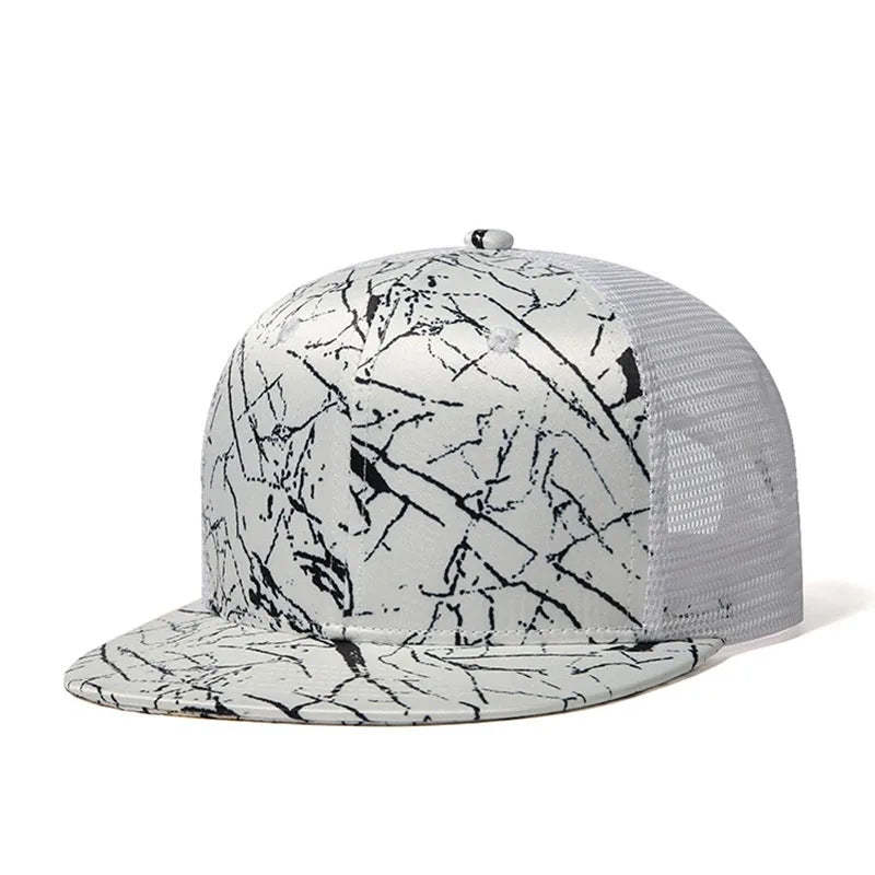 Trendy flat brimmed snapback hatsmesh wide brim sun shade