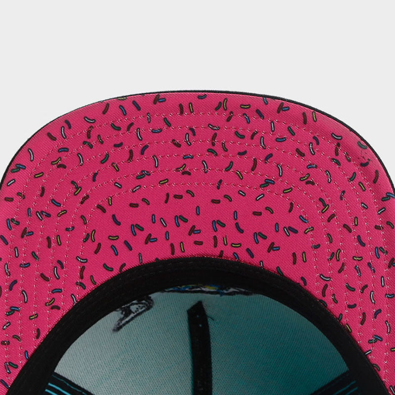 Trendy flat brimmed snapback hatscartoon pattern