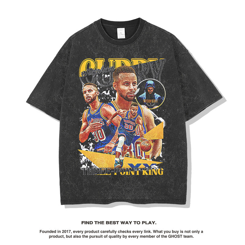 Nba T Shirt Curry Printed Short-Sleeved T-shirt European and American Fashion Brand Top High-quality pure cotton comfortable and trendy clothing