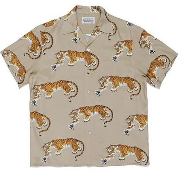 GUILTYPARTIES TIGER Shirts 22ss Limited TIM LEHI Downhill Tiger Hawaiian Short Sleeve Shirt Men's and Women's