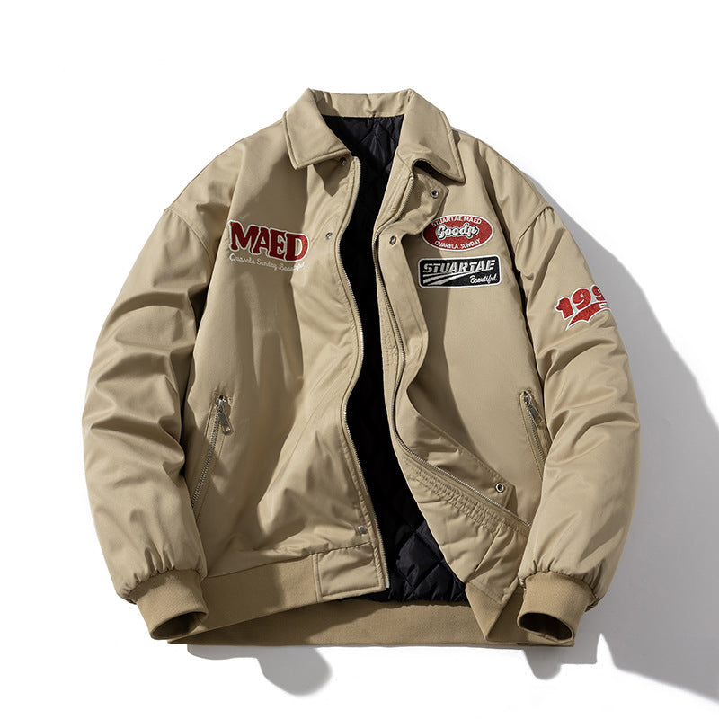 Mens Vintage Jackets Tide brand letter embroidered baseball cotton jacket bomber jacket