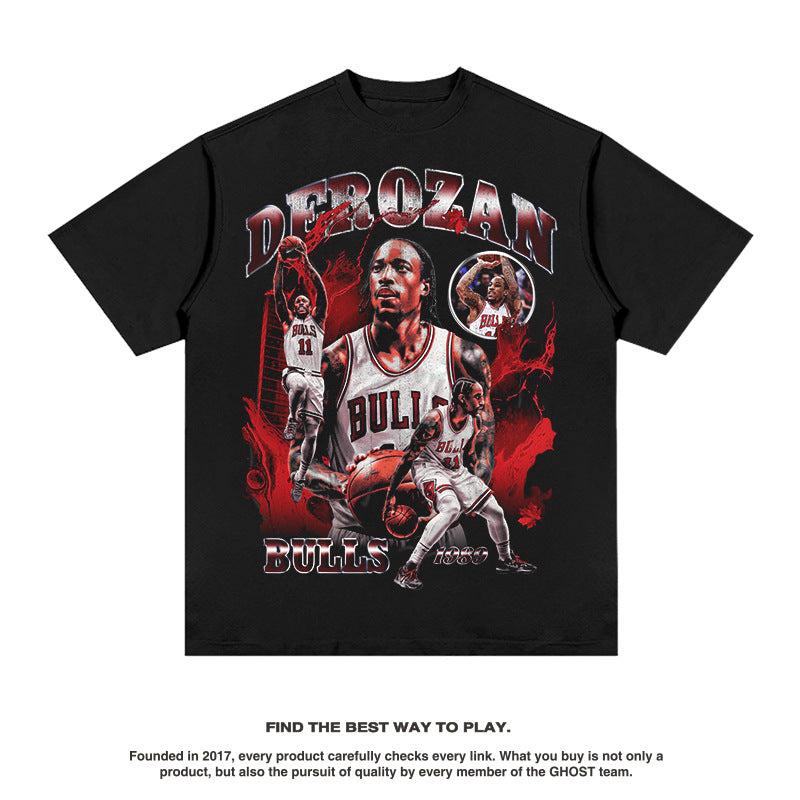 Nba T Shirt Printed Short-Sleeved T-shirt Loose Shoulder Summer Fashion Brand Top Men High-quality pure cotton comfortable and trendy clothing