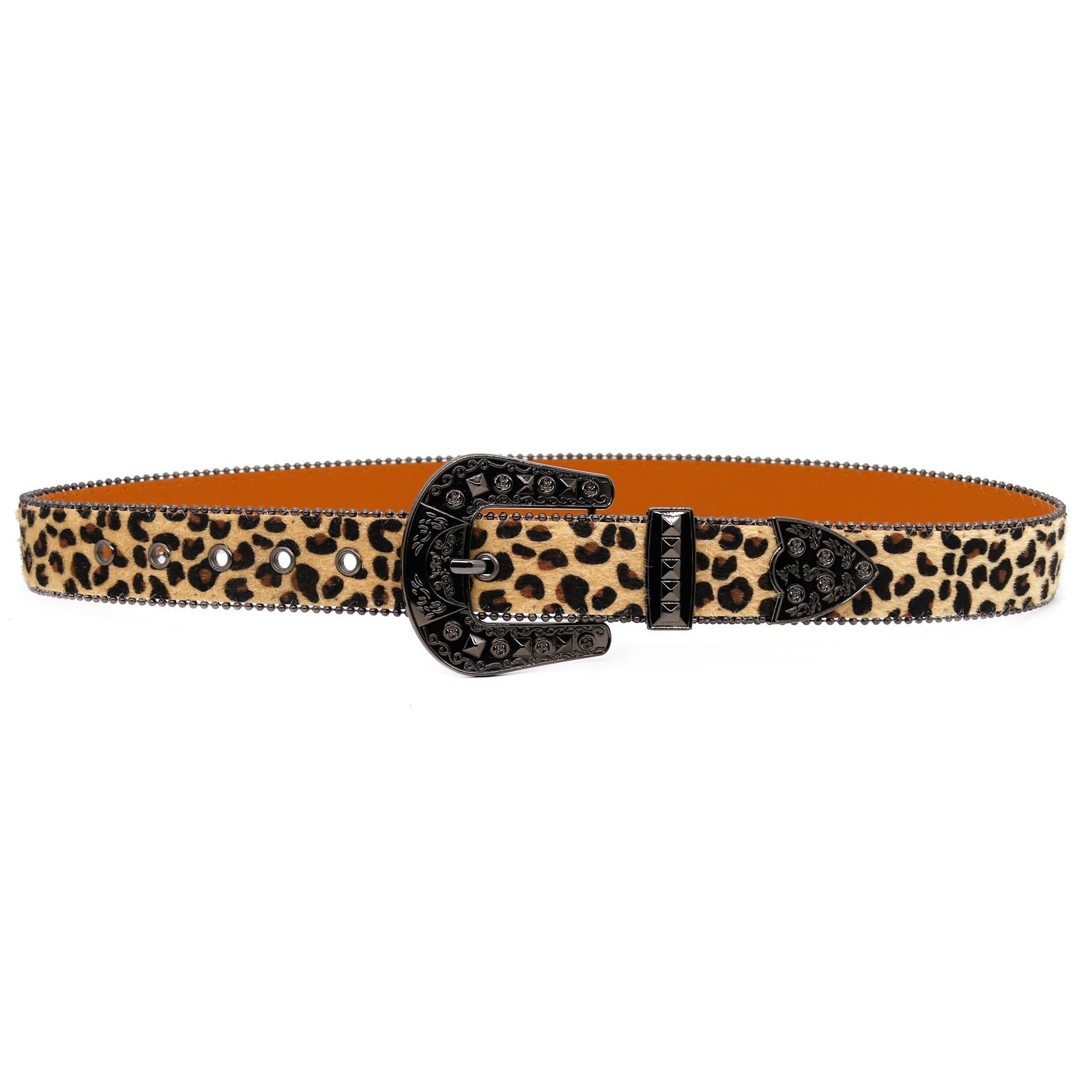 Hip-hop punk rhinestone belt leopard print
