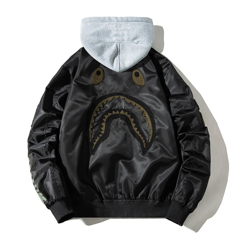 Mens Bomber Jacket MA-1 Winter Thickness available cotton-padded jacket Spring Autumn Winter Embroidery Shark Pilot Baseball Uniform