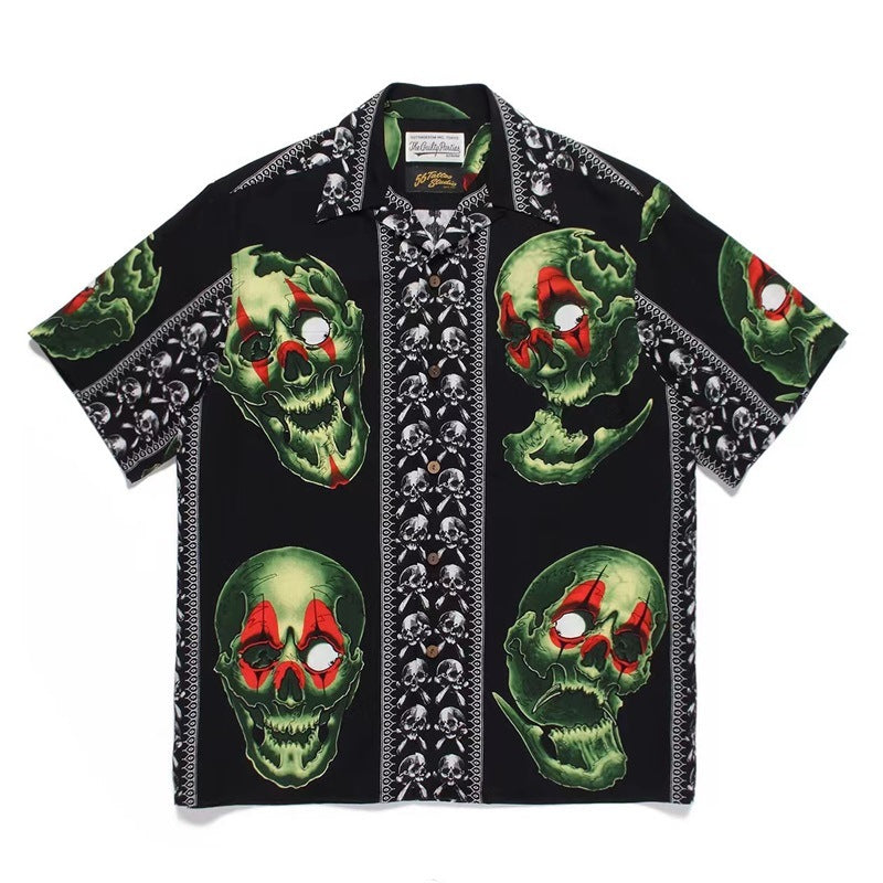 GUILTYPARTIES TIGER Shirts 22SS 56 TATTOO STUDIO Tattooed Skull Hawaiian Short Sleeve Shirt Men